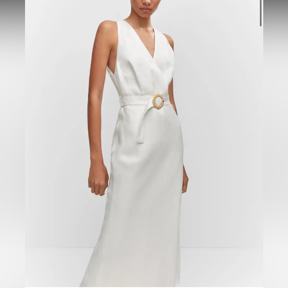 Mango Belt Linen Dress